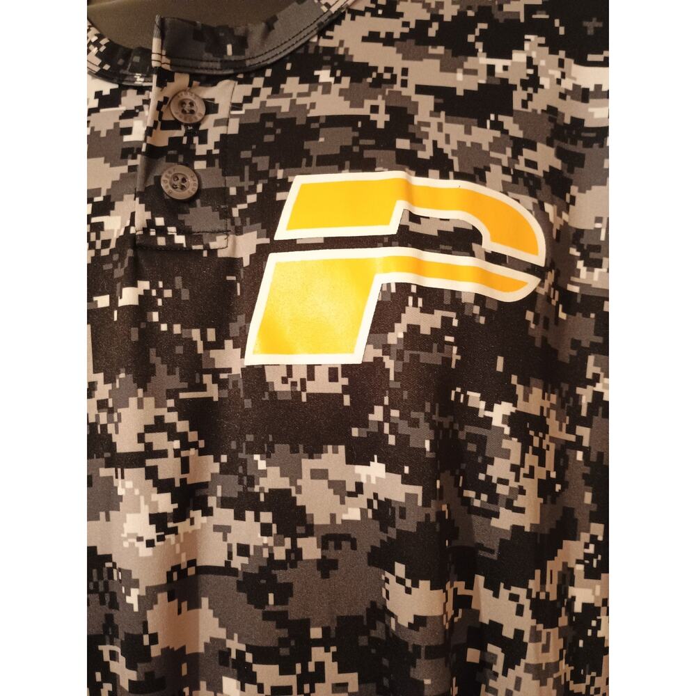 Badger Sport Men's Pirates Digital Camo Print Shirt 2XL Button Black Gray Yellow - Picture 5 of 8